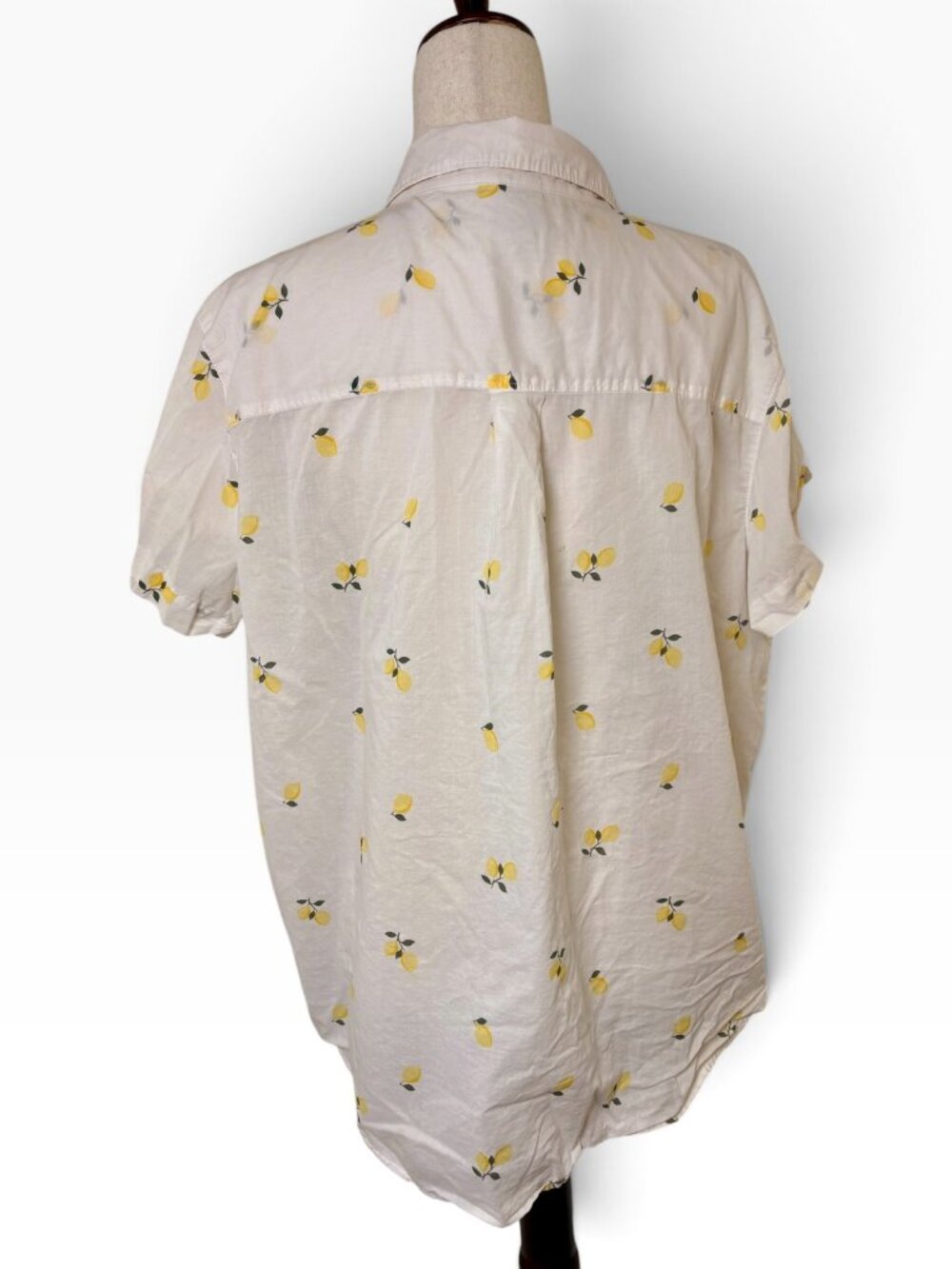 St. John's Bay White Lemon Citrus Print Cotton Button Down Shirt Size XXL - Picture 4 of 6